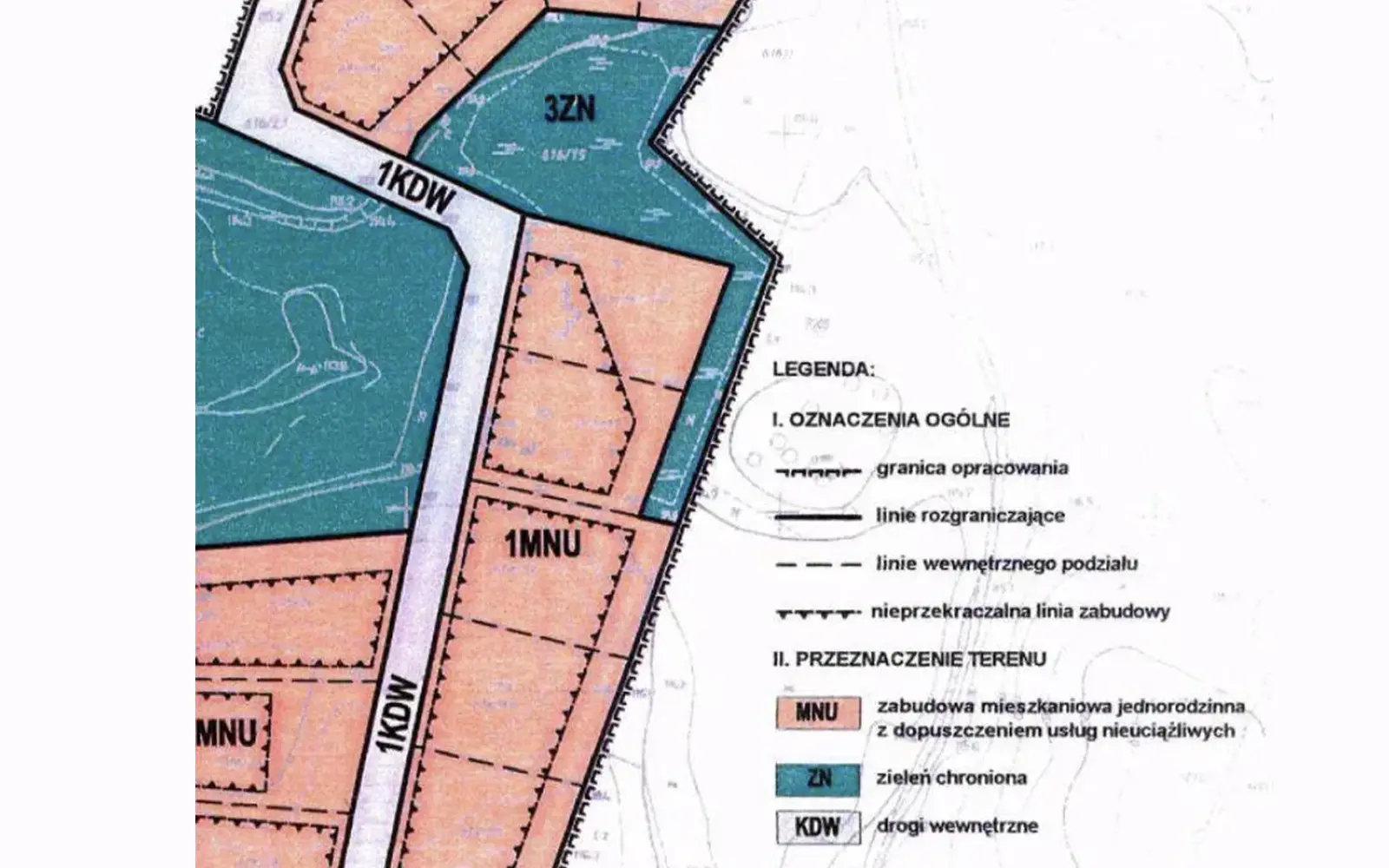 Fragment miejscowego planu zagospodarowania przestrzennego Barczewko – tereny MNU i ZN